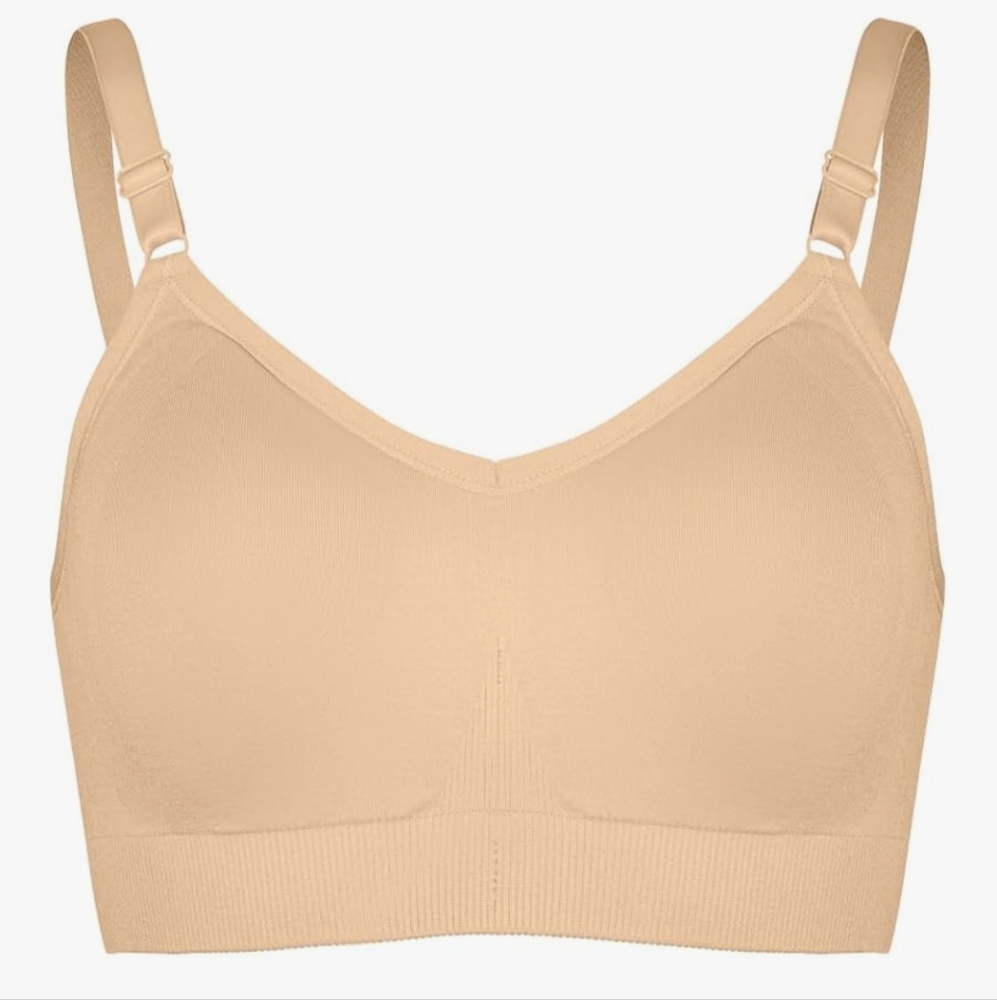 KNIX Size Large "Good To Go" Wireless, Seamless T Shirt Bra- Warm Sand